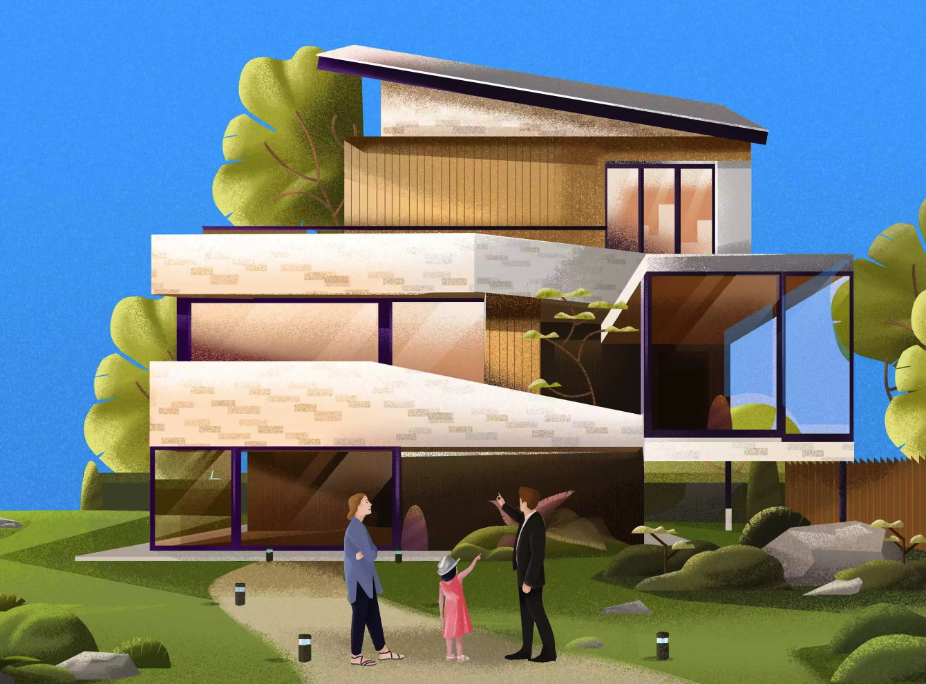 Modern home with happy family - HomeLight real estate services